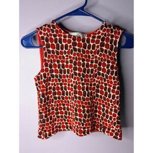 St John by Marie Gray Knit Shell Top Red Black Sleeveless USA Size P